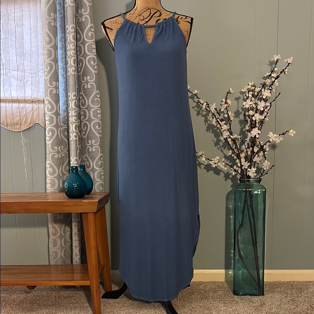 NWT Michael Stars Roya Keyhole Ribbed Knit Midi Dress - Indigo